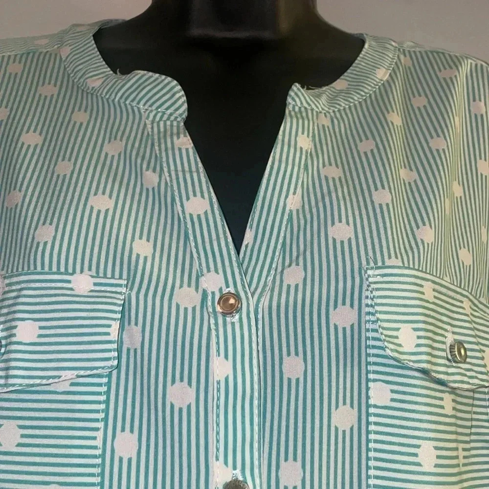 Notations Stripe Polka Dot Button Down Shirt - image 2